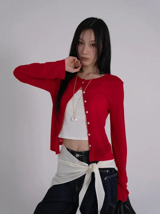 Leon See-through Tencel Round Loose Fit Cardigan