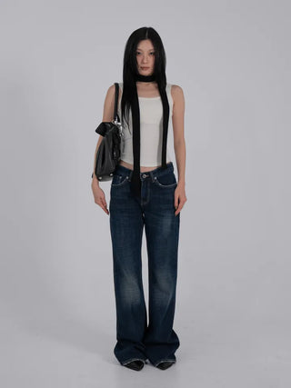 Robe Low-Rise Stitch Bootcut Denim Pants