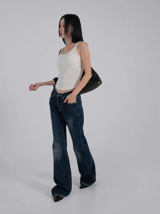 Robe Low-Rise Stitch Bootcut Denim Pants