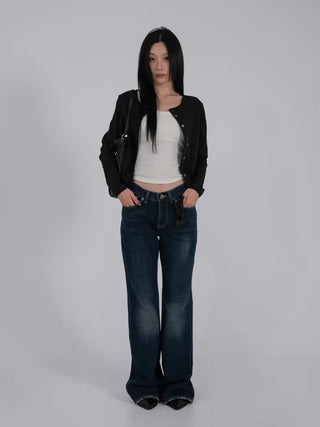 Robe Low-Rise Stitch Bootcut Denim Pants
