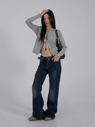 Robe Low-Rise Stitch Bootcut Denim Pants