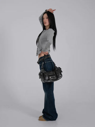 Robe Low-Rise Stitch Bootcut Denim Pants