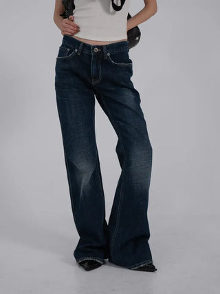 Robe Low-Rise Stitch Bootcut Denim Pants