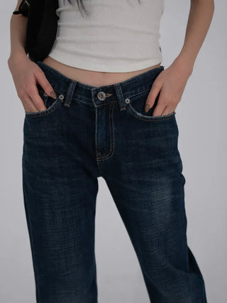 Robe Low-Rise Stitch Bootcut Denim Pants