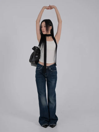 Robe Low-Rise Stitch Bootcut Denim Pants