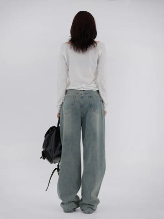 Long Knee Vintage Washed Denim