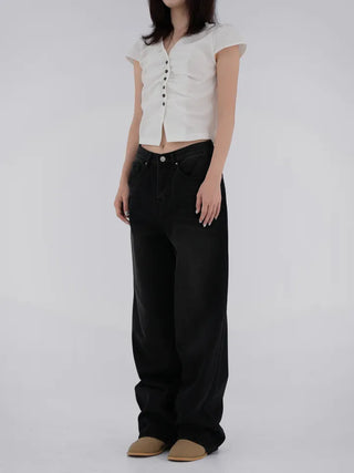Long Knee Vintage Washed Denim