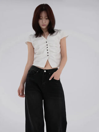 Long Knee Vintage Washed Denim