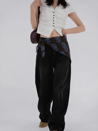 Long Knee Vintage Washed Denim