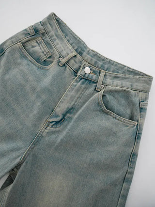 Long Knee Vintage Washed Denim