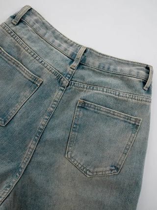 Long Knee Vintage Washed Denim
