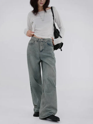 Long Knee Vintage Washed Denim