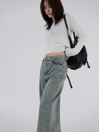 Long Knee Vintage Washed Denim