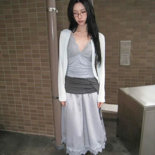 Slim Fit V-Neck Simple Basic Short Cardigan