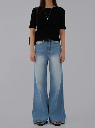 Aling Wide Bootcut Denim Pants