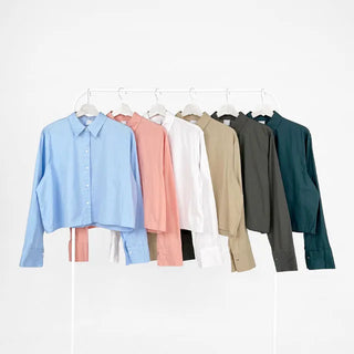 Mods mother-of-pearl button crop shirt