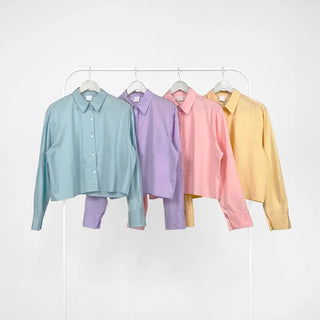 Mods mother-of-pearl button crop shirt