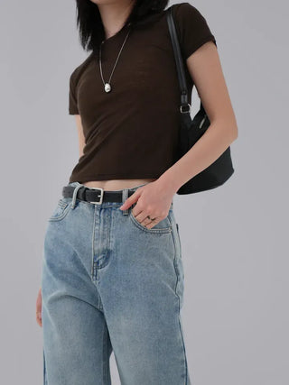 Teak Wool Tencel See-through Short Sleeve Tee