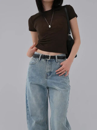 Teak Wool Tencel See-through Short Sleeve Tee