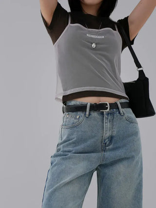 Teak Wool Tencel See-through Short Sleeve Tee