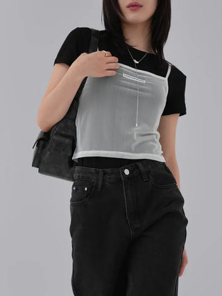 Teak Wool Tencel See-through Short Sleeve Tee