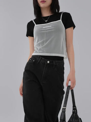 Teak Wool Tencel See-through Short Sleeve Tee