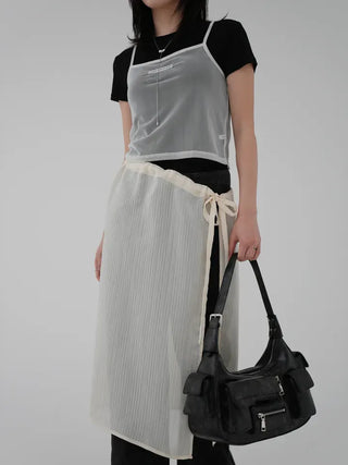 Teak Wool Tencel See-through Short Sleeve Tee