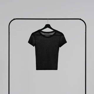 Teak Wool Tencel See-through Short Sleeve Tee