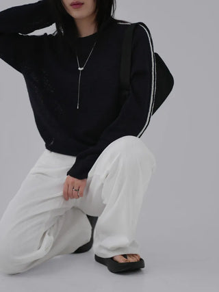 Puring Semi-Wide White Cotton Pants