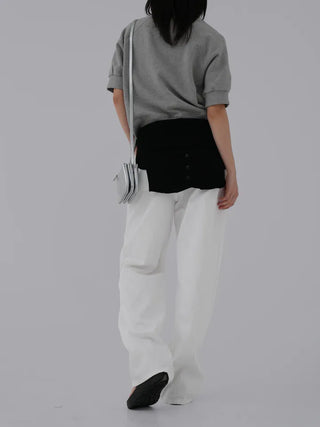 Puring Semi-Wide White Cotton Pants