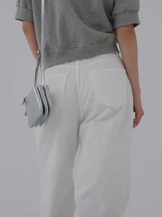 Puring Semi-Wide White Cotton Pants