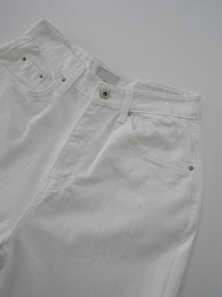Puring Semi-Wide White Cotton Pants