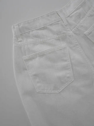 Puring Semi-Wide White Cotton Pants