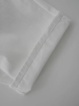 Puring Semi-Wide White Cotton Pants