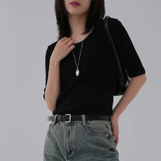 Zarre U-neck short-sleeve knit