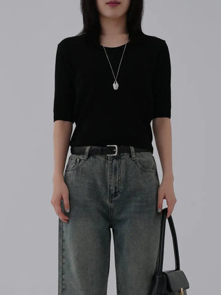 Zarre U-neck short-sleeve knit