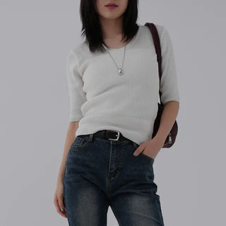 Zarre U-neck short-sleeve knit