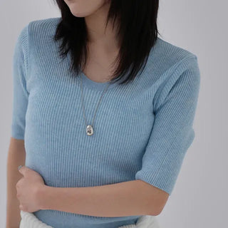 Zarre U-neck short-sleeve knit