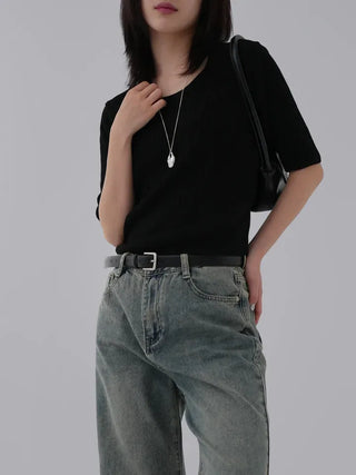Zarre U-neck short-sleeve knit