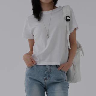 Viming Round Neck Basic Short Sleeve Tee