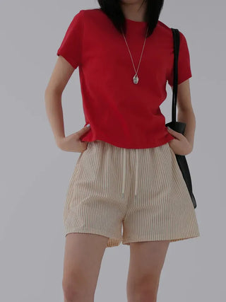 Viming Round Neck Basic Short Sleeve Tee