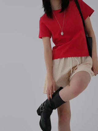Viming Round Neck Basic Short Sleeve Tee