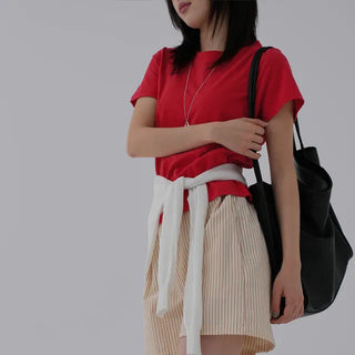 Viming Round Neck Basic Short Sleeve Tee