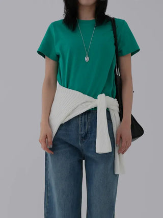 Viming Round Neck Basic Short Sleeve Tee
