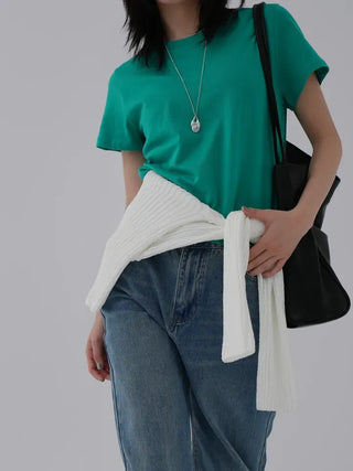 Viming Round Neck Basic Short Sleeve Tee