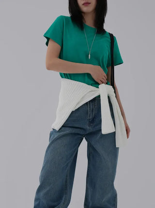 Viming Round Neck Basic Short Sleeve Tee