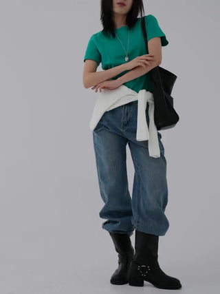 Viming Round Neck Basic Short Sleeve Tee
