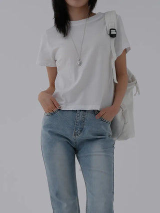 Viming Round Neck Basic Short Sleeve Tee