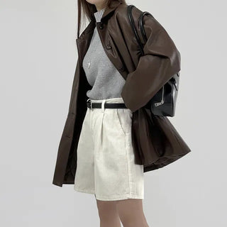 Vet Leather Midi Two-Pocket Jacket