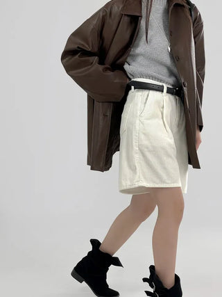 Vet Leather Midi Two-Pocket Jacket